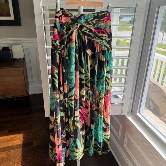 PATBO Pleated Floral-print Chiffon Maxi Skirt In Black Multi Floral - Picture 3 of 7